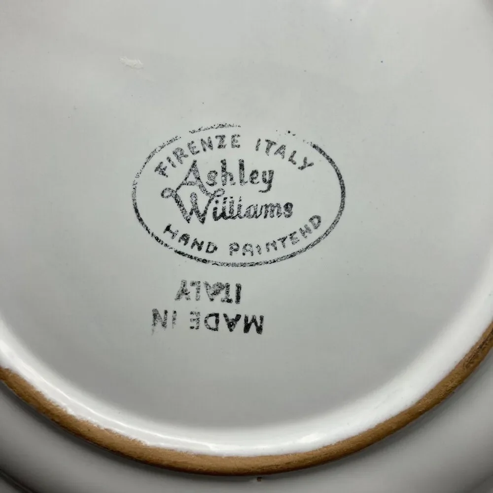 2 Set Ashley Williams Firenze Italy Hand Painted Floral Salad Plates 8 3/4